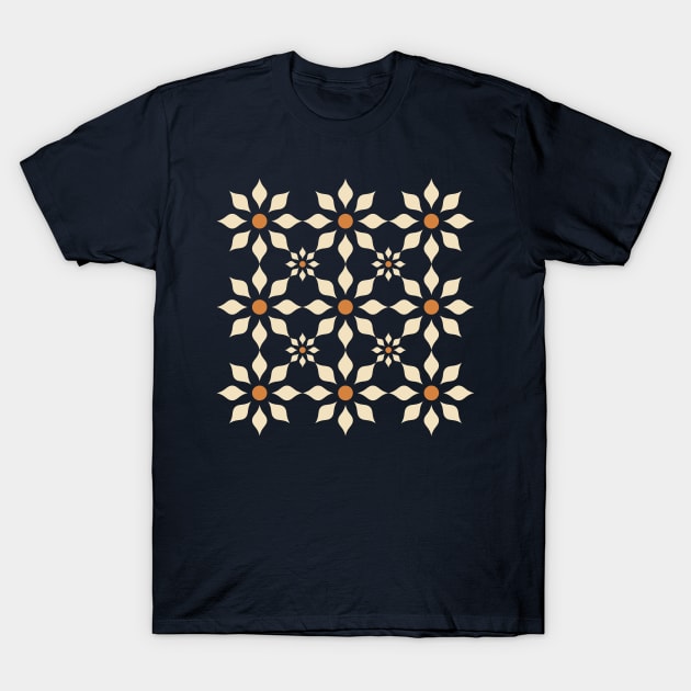 Geometric Floral Pattern in Orange T-Shirt by FAROSSTUDIO